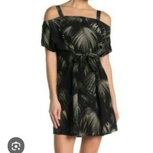 All Saints Rae Neluwa Silk Palm Tree Dress Black